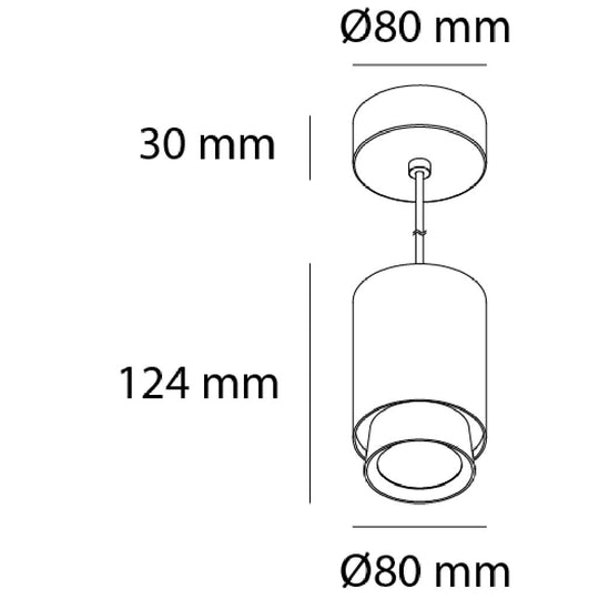 Dimensiones de Luminario Niccola 15W 24° de AURO Lighting — Referencias AIT5430BN01, AIT5430DN01