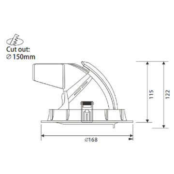 Dimensiones de Downlight basculante Okko 28W 24° de AURO Lighting — SKU AIT7030B
