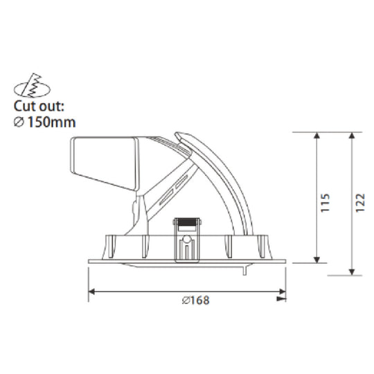 Dimensiones de Downlight basculante Okko 28W 24° de AURO Lighting — SKU AIT7030B