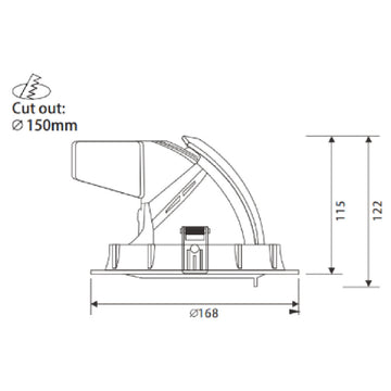 Dimensiones de Downlight basculante Okko 28W 24° de AURO Lighting — SKU AIT7030N