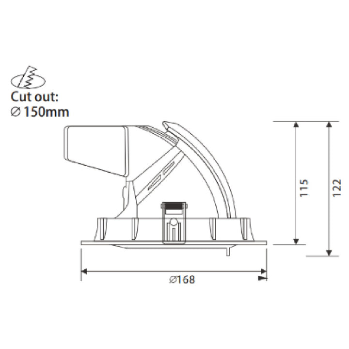 Dimensiones de Downlight basculante Okko 28W 24° de AURO Lighting — SKU AIT7030N
