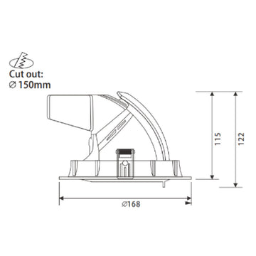Dimensiones de Downlight basculante Okko 28W 24° de AURO Lighting — SKU AIT7040N