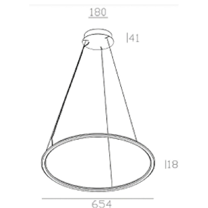 Dimensiones de Luminario Ciclo 28W (Ø65.4cm) de AURO Lighting — Referencias AIT7230B, AIT7230N, AIT7240B, AIT7240N