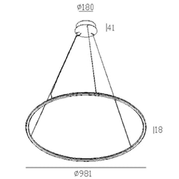 Dimensiones de Luminario Ciclo 38W (Ø98.1cm) de AURO Lighting — Referencias AIT7330B, AIT7340B, AIT7340N
