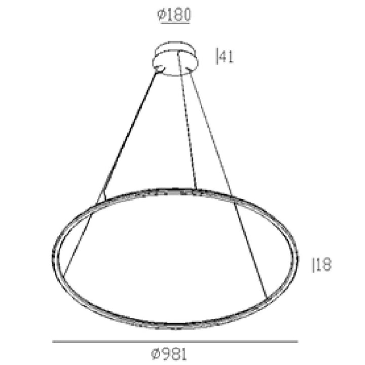 Dimensiones de Luminario Ciclo 38W (Ø98.1cm) de AURO Lighting — Referencias AIT7330B, AIT7340B, AIT7340N
