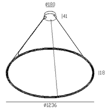 Dimensiones de Luminario Ciclo 48W (Ø123.6cm) de AURO Lighting — Referencias AIT7430B, AIT7430N, AIT7440B, AIT7440N