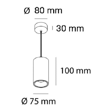 Dimensiones de Luminario sobreponer o suspender Twist 10W 60°, luz cálida 3000K o neutra 4000K 100-277V de AURO Lighting — SKU AIT9030BB