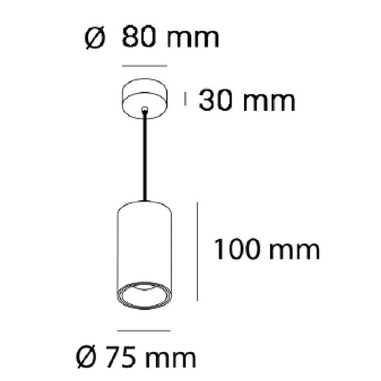 Dimensiones de Luminario sobreponer o suspender Twist 10W 60°, luz cálida 3000K o neutra 4000K 100-277V de AURO Lighting — SKU AIT9030BB