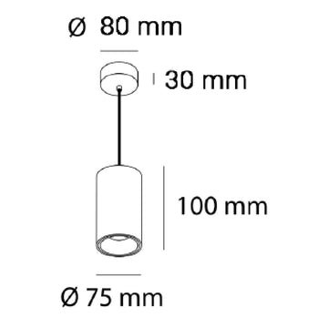 Dimensiones de Luminario sobreponer o suspender Twist 10W 60°, luz cálida 3000K o neutra 4000K 100-277V de AURO Lighting — SKU AIT9030NN