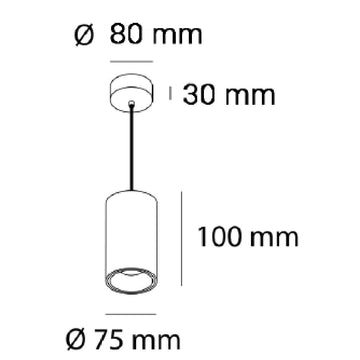 Dimensiones de Luminario sobreponer o suspender Twist 10W 60°, luz cálida 3000K o neutra 4000K 100-277V de AURO Lighting — SKU AIT9040BB
