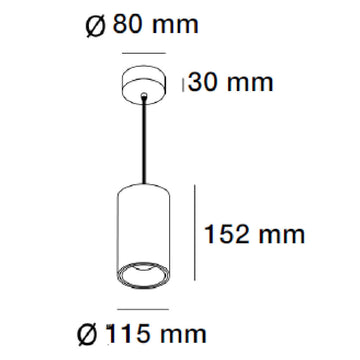 Dimensiones de Luminario sobreponer o suspender Twist 30W 60°, luz cálida 3000K o neutra 4000K 100-277V de AURO Lighting — Referencias AIT9230BB, AIT9240BB