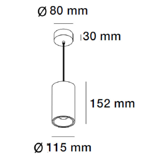 Dimensiones de Luminario sobreponer o suspender Twist 30W 60°, luz cálida 3000K o neutra 4000K 100-277V de AURO Lighting — Referencias AIT9230BB, AIT9240BB