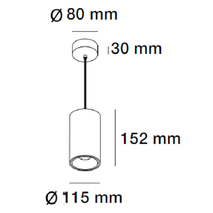 Dimensiones de Luminario sobreponer o suspender Twist 30W 60°, luz cálida 3000K o neutra 4000K 100-277V de AURO Lighting — Referencias AIT9230BB, AIT9240BB