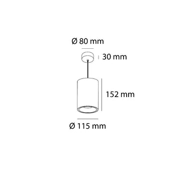 Dimensiones de Luminario sobreponer o suspender Twist 30W 60°, luz cálida 3000K o neutra 4000K 100-277V de AURO Lighting — Referencias AIT9230NB, AIT9240NB