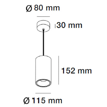 Dimensiones de Luminario sobreponer o suspender Twist 30W 60°, luz cálida 3000K o neutra 4000K 100-277V de AURO Lighting — Referencias AIT9240BN, AIT9240NN
