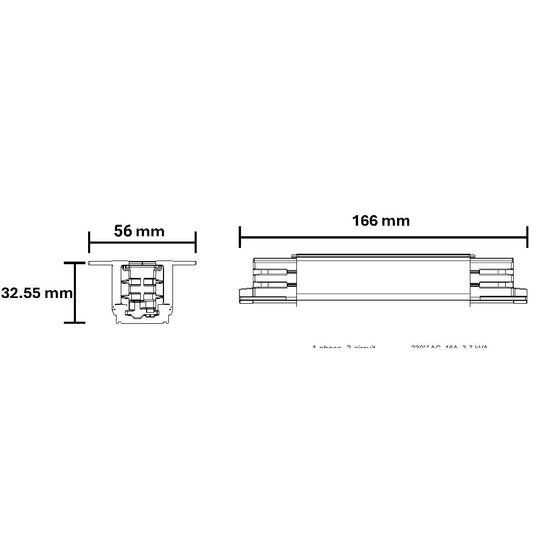 Dimensiones de Conector lineal de AURO Lighting — Referencias ARECLB, ARECLN