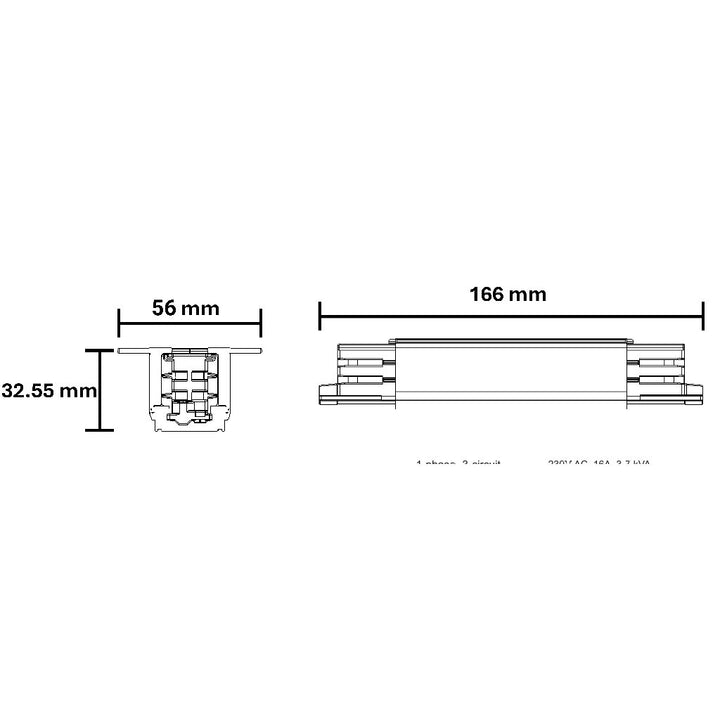 Dimensiones de Conector lineal de AURO Lighting — Referencias ARECLB, ARECLN