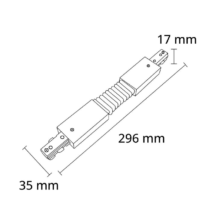 Dimensiones de Conector flexible para riel Monofásico Pro Track de AURO Lighting — SKU ARMCFN