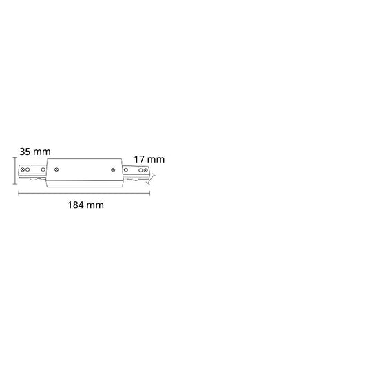 Dimensiones de Alimentador central para riel Monofásico Pro Track de AURO Lighting — Referencias ARMCIB, ARMCIN