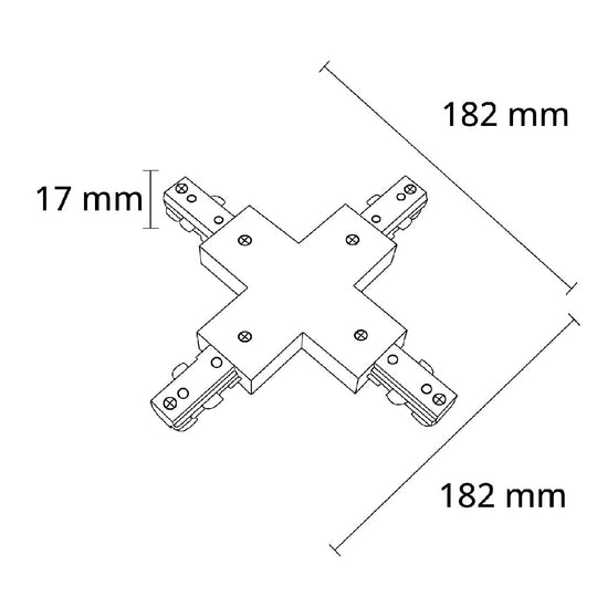 Dimensiones de Conector X para riel Monofásico Pro Track de AURO Lighting — SKU ARMCXB