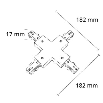 Dimensiones de Conector X para riel Monofásico Pro Track de AURO Lighting — SKU ARMCXN