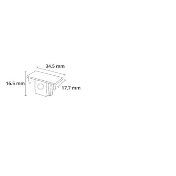 Dimensiones de Tapa final para riel Monofásico Pro Track de AURO Lighting — Referencias ARMTFB, ARMTFN