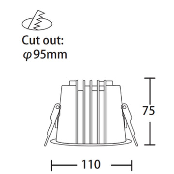 Dimensiones de Downlight Lluna 15W 24° de AURO Lighting — SKU AT3153N01
