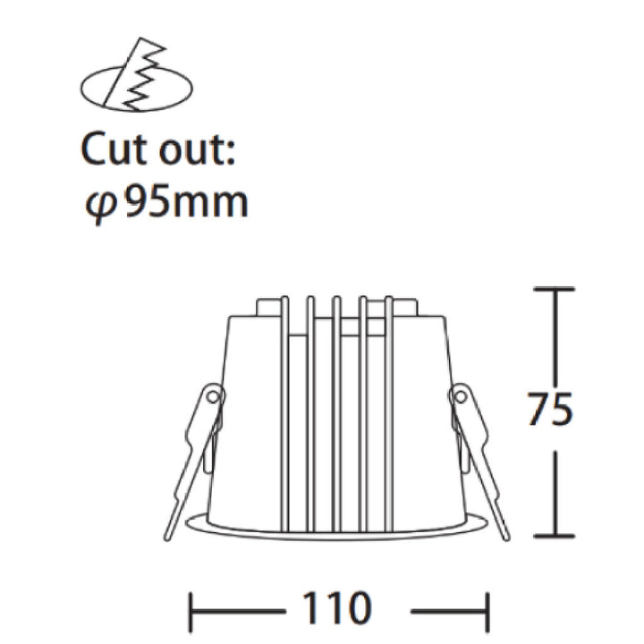 Dimensiones de Downlight Lluna 15W 24° de AURO Lighting — SKU AT3153N01