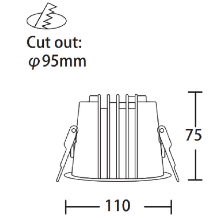 Dimensiones de Downlight Lluna 15W 24° de AURO Lighting — SKU AT3154B01