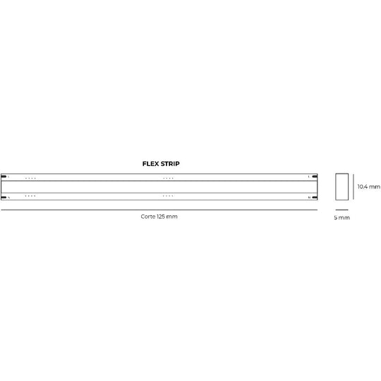 Dimensiones de Tira tipo neón FLEX STRIP 12W/m IP66 127V, rollo de 5m opciones de AURO Lighting — Referencias TLAN1481230, TLAN1481240