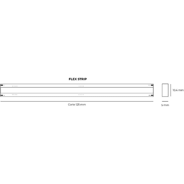 Dimensiones de Tira tipo neón FLEX STRIP 12W/m IP66 127V, rollo de 5m opciones de AURO Lighting — Referencias TLAN1481230, TLAN1481240
