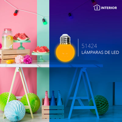 Lámpara LED tipo Mini Globo Naranja 1W 127V E26 de Philco