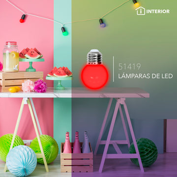 Lámpara LED tipo Mini Globo Rojo 1W 127V E26 de Philco