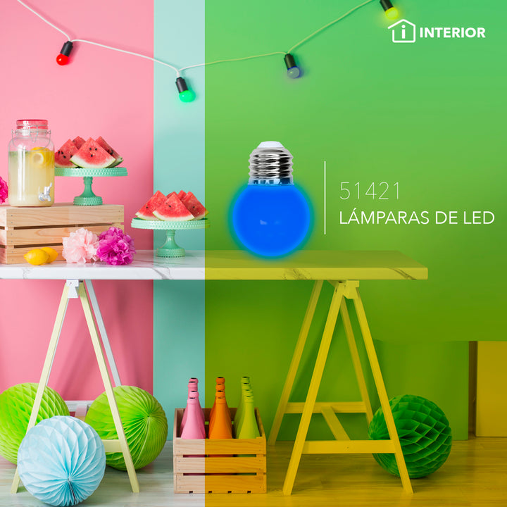 Lámpara LED tipo Mini Globo Azul 1W 127V E26 de Philco