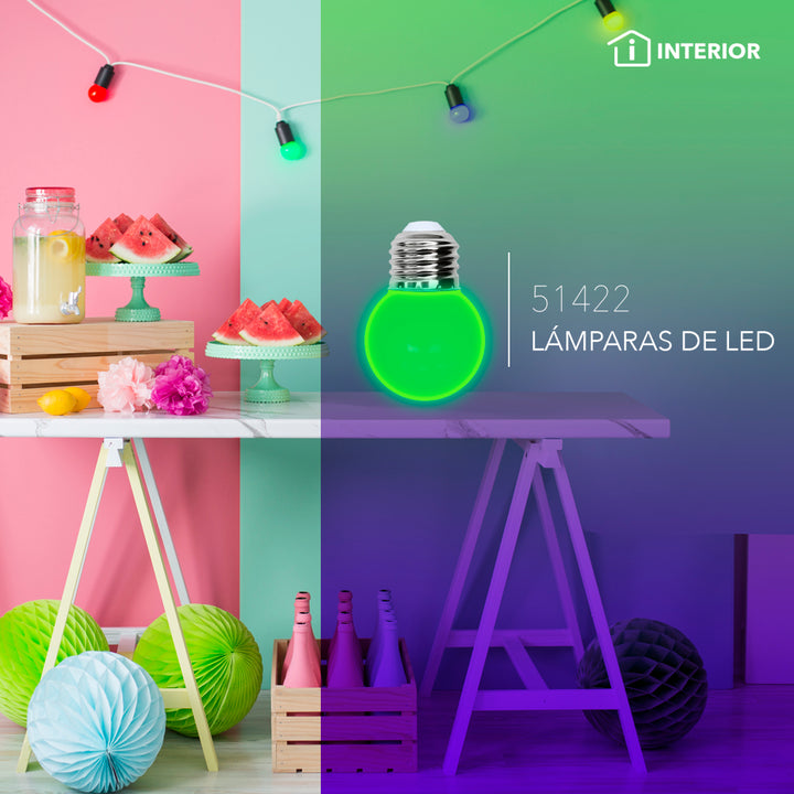 Lámpara LED tipo Mini Globo Verde 1W 127V E26 de Philco