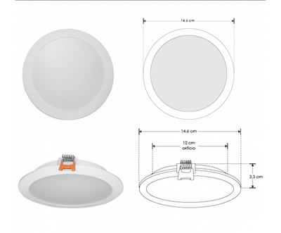 Downlight 12W 85-265V opciones color de luz de Neutro Cálido o Frío iLumileds