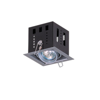 Downlight cuadrado orientable fabricado de aluminio MINI PUZZLE para lámpara MR16, acabados gris satinado o blanco mate de LAMP