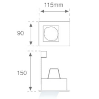Downlight rectangular orientable asimétrico fabricado en aluminio MINI PUZZLE, 6.3w, 38°, acabado gris, color de luz neutro cálido de LAMP