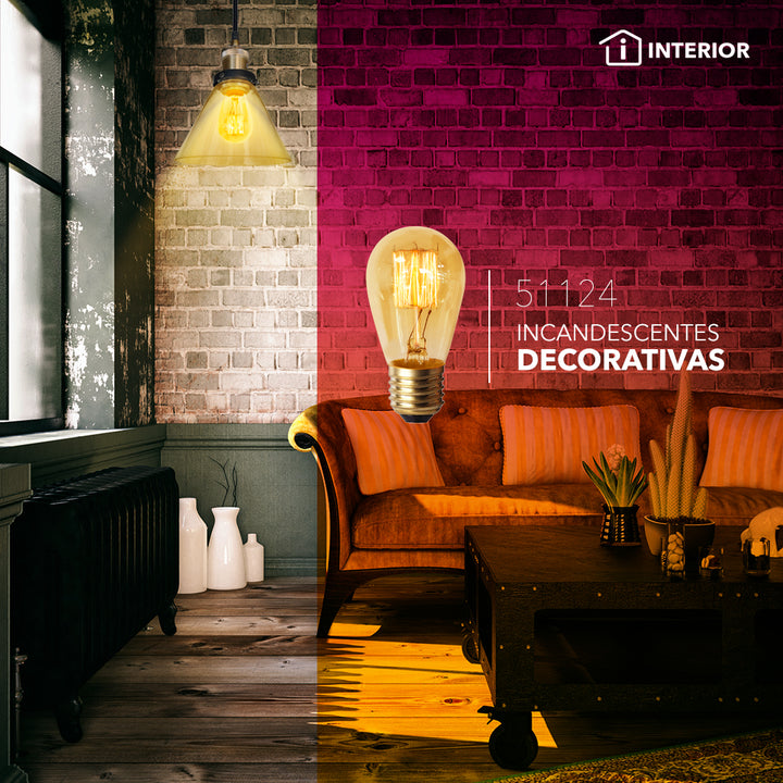 Foco incandescente ST55 40W E26 120V, color de luz neutro cálido (2700K) de Philco