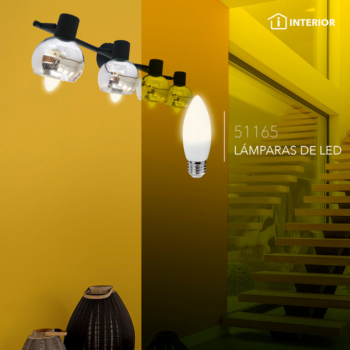 Foco LED tipo vela 4W E26 100-240V, opciones color de luz neutro cálido (3000K) o frío (6500K) acabado opalinode Philco