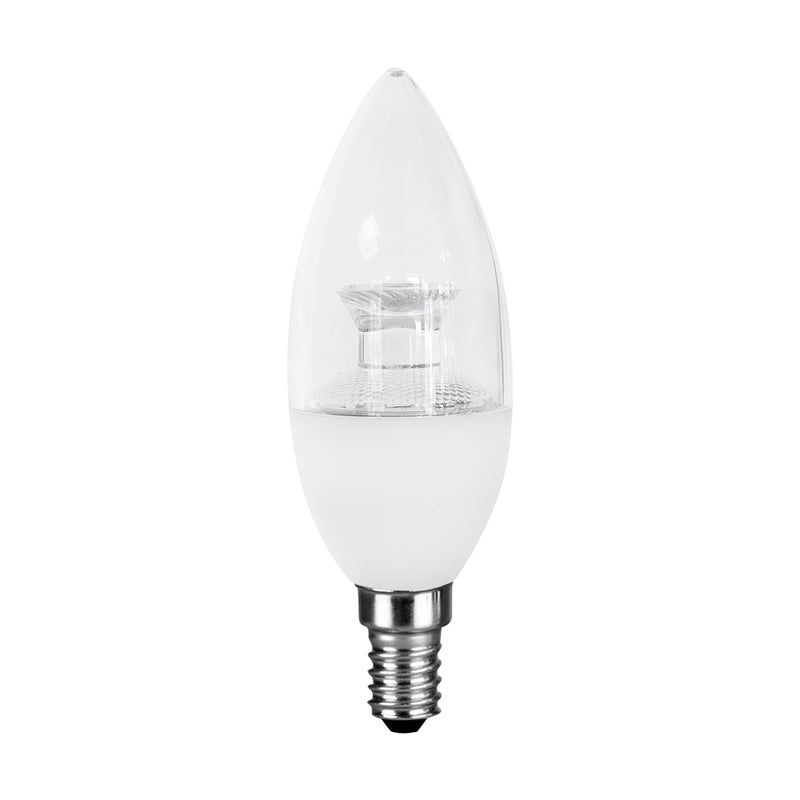Foco LED tipo vela 4W E14 100-240V, color de luz neutro cálido (3000K), acabado transparente de Philco
