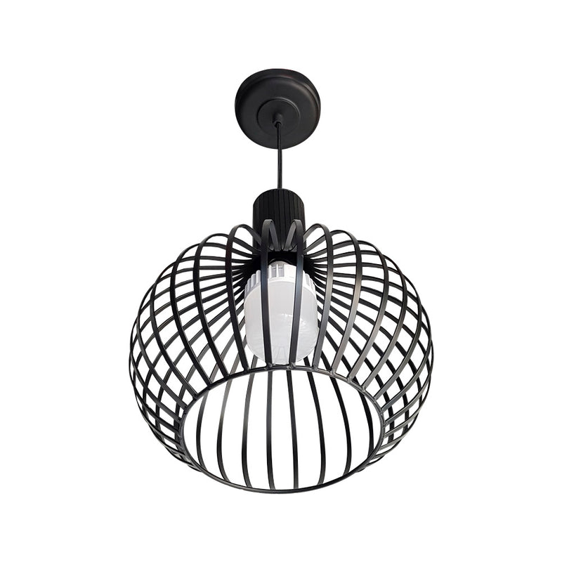 Luminario decorativo circular estilo vintage  para suspender acabado negro cuerpo de hierro con base E26 de Philco