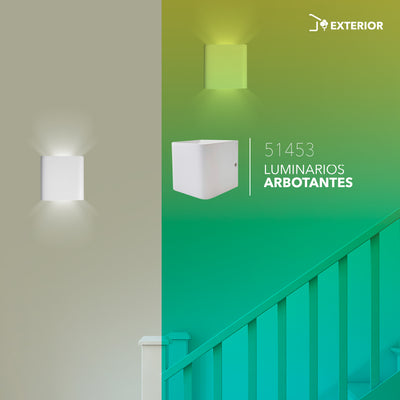 Cubo arbotante LED de exterior 3W, opciones color de luz neutro cálido (3000K) o frío(6500K) luz directa e indirecta acabado blanco de Philco