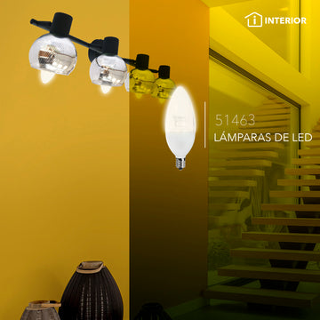 Foco LED tipo vela 4W E12 100-240V, opción color de luz neutro cálido (3000K) o frío (6500K), acabado transparente de Philco