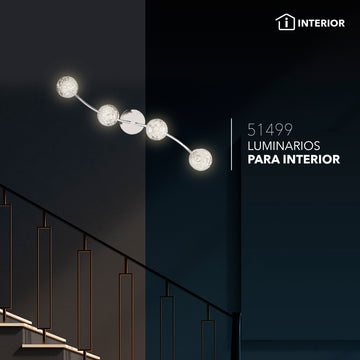 Luminario decorativo 4 esferas para sobreponer 16W, color de luz neutro (4100K) acabado cromado de Philco