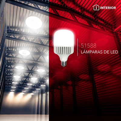 Foco LED alta potencia 50W E26 110-240V, color de luz frío (6500K) acabado opalino de Philco