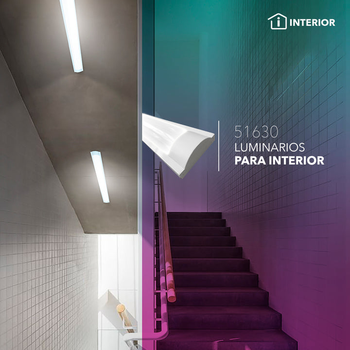 Gabinete lineal 120cm acabado opalino con bases G13 para 2 tubos LED T8 (no incluye tubos) de Philco