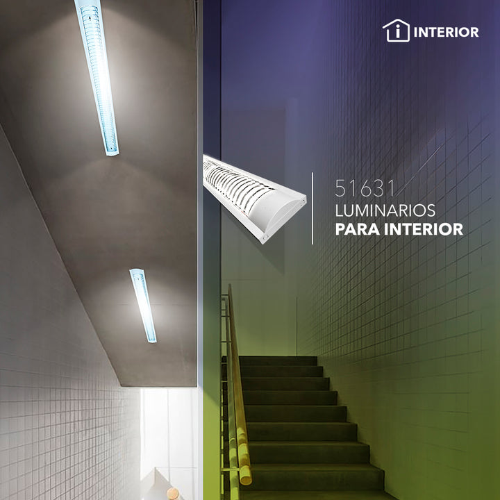 Gabinete lineal con rejilla cromada 120cm con bases G13 para 2 tubos LED T8 (no incluye tubos) de Philco