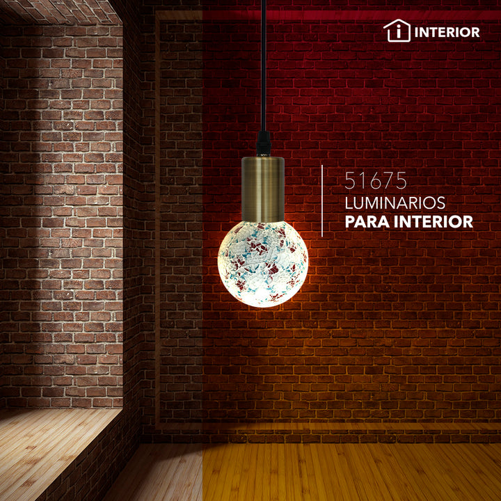 Luminario decorativo cilíndrico  para suspender acabado verde bronce, cuerpo de aluminio con base E26 de Philco