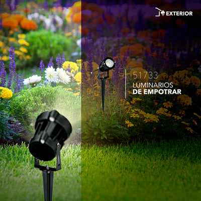 Luminario LED de jardín incluye estaca y braquet 7W 35° 100-240V IP65, color de luz neutro cálido (3000K), acabado negro de Philco